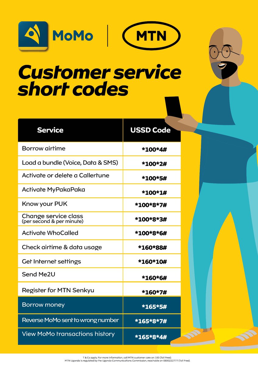 Do you prefer using USSD Short Codes? 📲This is for you! 

#MTNUG Customer service short codes. #TogetherWeAreUnstoppable