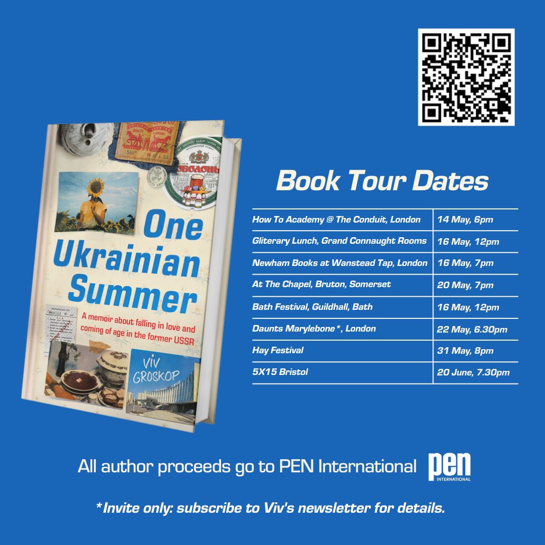 I’m going on tour with my new book One Ukrainian Summer: Soviet beer, punk rock, headlice and all the (false…) optimism unleashed by the fall of the Iron Curtain. Author proceeds go to @pen_int for Writers at Risk. 🇺🇦🌻 Dates ➡️ vivgroskop.com/vivs-2024-book…