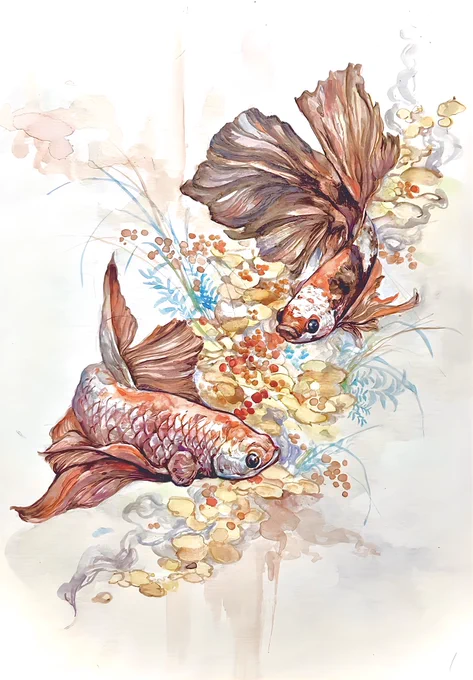 #私の作品もっと沢山の人に広がれ祭り水彩な生物で癒しを届けます 