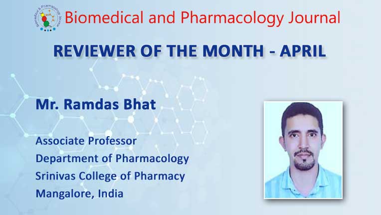 We congratulate Mr. Ramdas Bhat who is entitled as 'REVIEWER OF THE MONTH' for his valuable and commendable support.
#Publishing #PeerReview #Ethics #OpenAccess #AcademicPublishing #research #Review #Science #biomedical #pharmacology #medicines #pharmaceuticals #medicalresearch