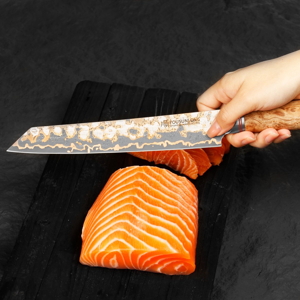 Crafted with finesse, making it the perfect tool for slicing delicate salmon fillets with grace and ease. 

🔥 amzn.to/3xBzyWM

#yousunlong #sushirolls #kitchenmasters #kitchentools #chefstools #foodphotography #kitcheninspo #foodart #cookingutensils #slicingmaster