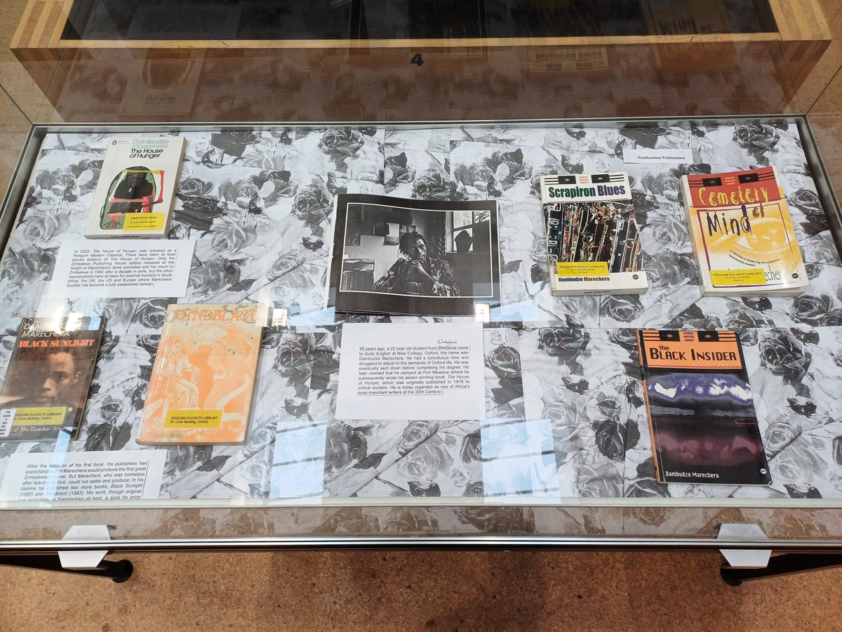 EFLOxford's tweet photo. Dambudzo Marechera camped at Port Meadow, and there wrote his critically acclaimed book The House of Hunger.

Junior Research Fellow @tinsmush has curated a display on this 20th Century Zimbabwean writer. It combines Bodleian items and items from Dr Mushakavanhu's own collection! https://t.co/cySQl7fEnr
