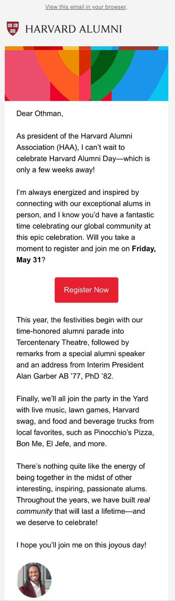 Celebrate our community on Harvard Alumni Day 🎉 Unique invitation to join the celebration.