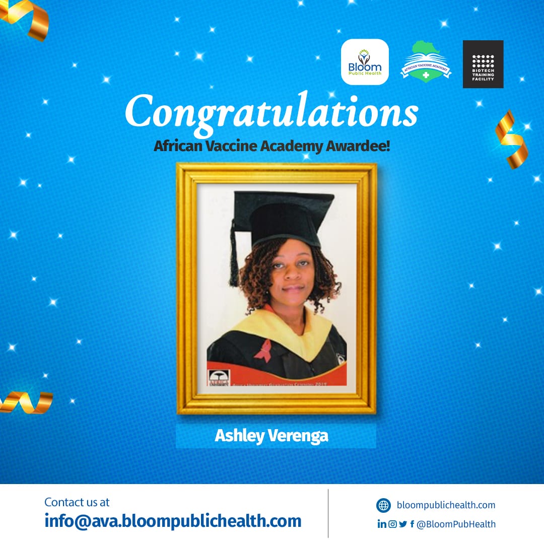 bloompubhealth's tweet photo. 📢Meet our African Vaccine Academy (#AVA) #ScholarshipAwardees!
Ashley Verenga is a pharmacist with over 11 years of experience in the industry.
At the (#MCAZ) where she works, she is responsible for conducting cGMP #inspections for sites supplying medical products to #Zimbabwe https://t.co/r1kOarLBDW