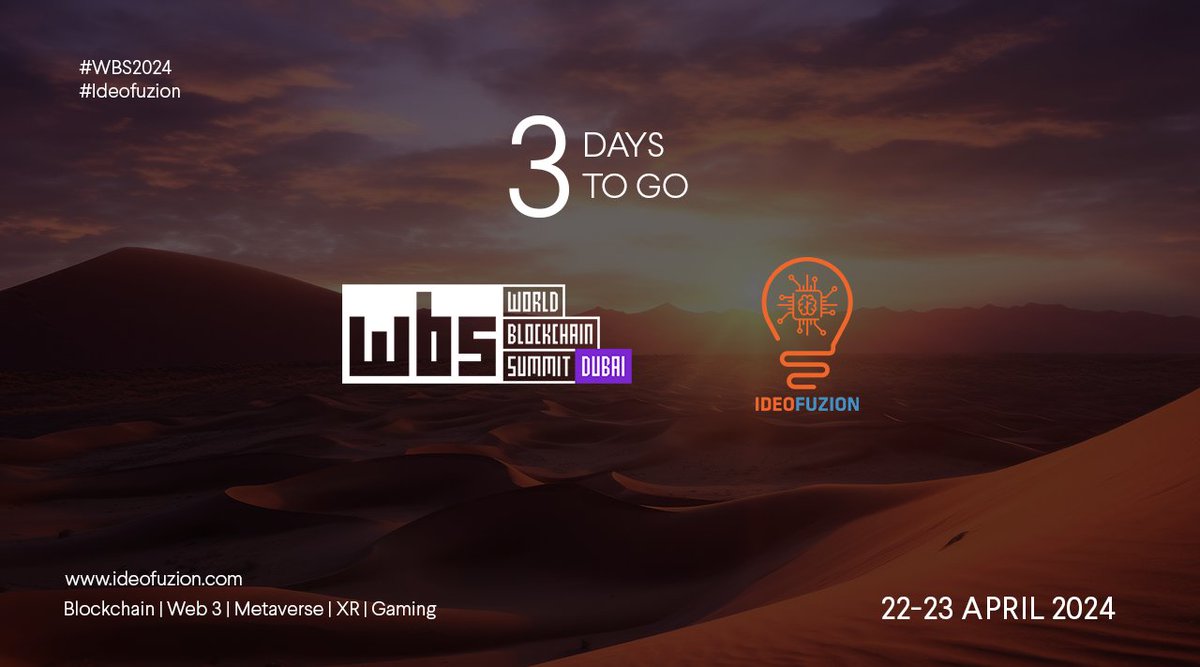 @Ideofuzion will be exhibiting at the @WBSglobalseries Dubai happening on the 22nd & 23rd April 2024 at the JW Marriott Hotel Marina.

Visit us & Learn More about #Web3 | #Blockchain | #Metaverse | #XR | #Gaming solutions

#ideofuzion #wbs #wbsdubai #worldblockchainsummit #dubai