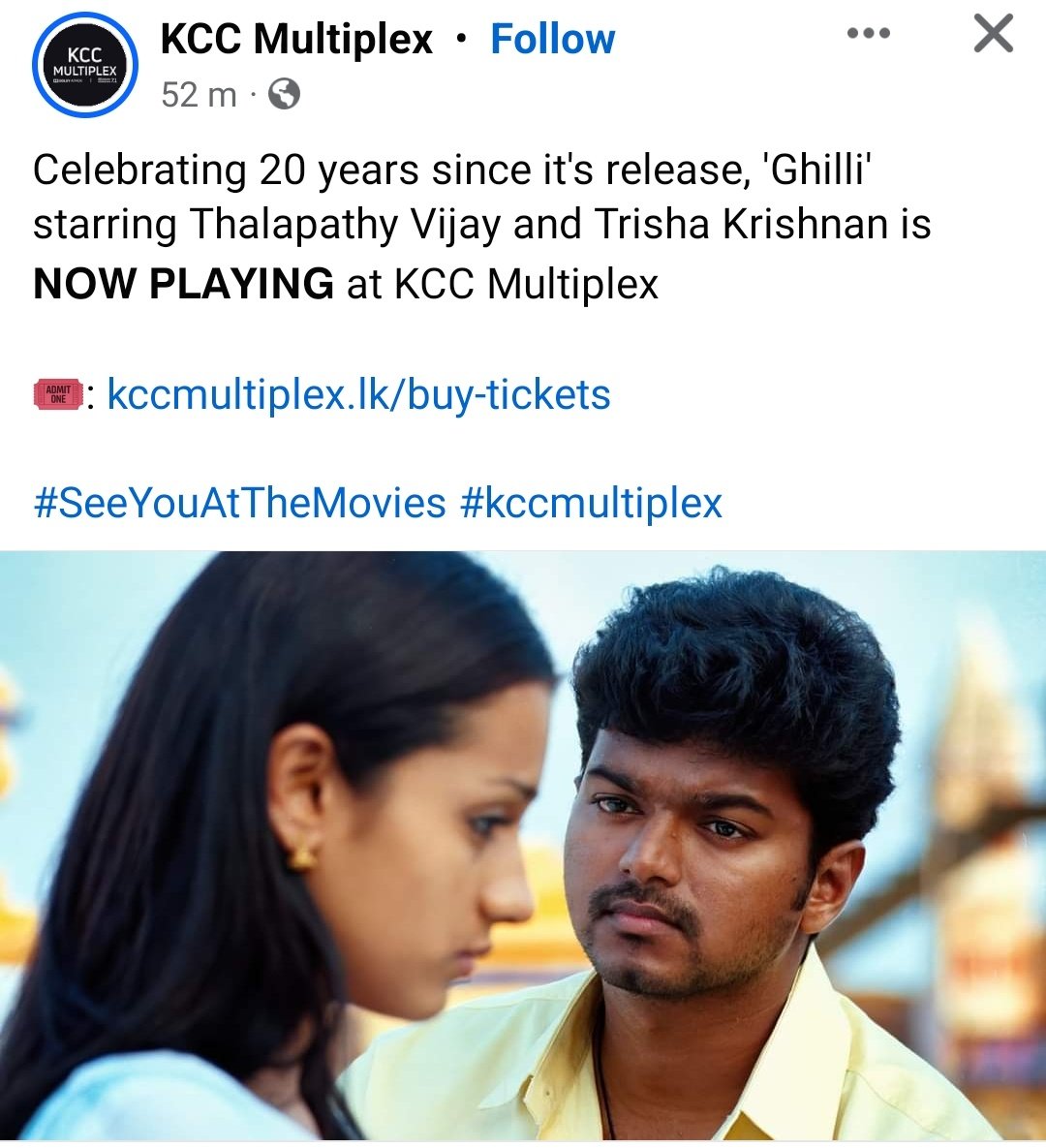 SriLankaVijayFc's tweet photo. #KCCMultiplex Sri Lanka Shows stated 🔥

#Ghilli @actorvijay https://t.co/D7zgebc76R