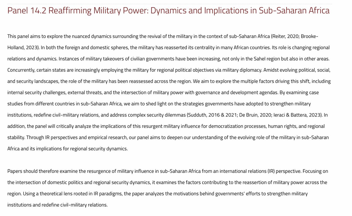 📢Call for Papers! Explore the resurgence of #military influence in sub-Saharan #Africa! From internal #security challenges to #regional #diplomacy, uncover the motivations behind this shift. Submit your proposal and see you @UniTrieste! sisp.it/en/conference2…