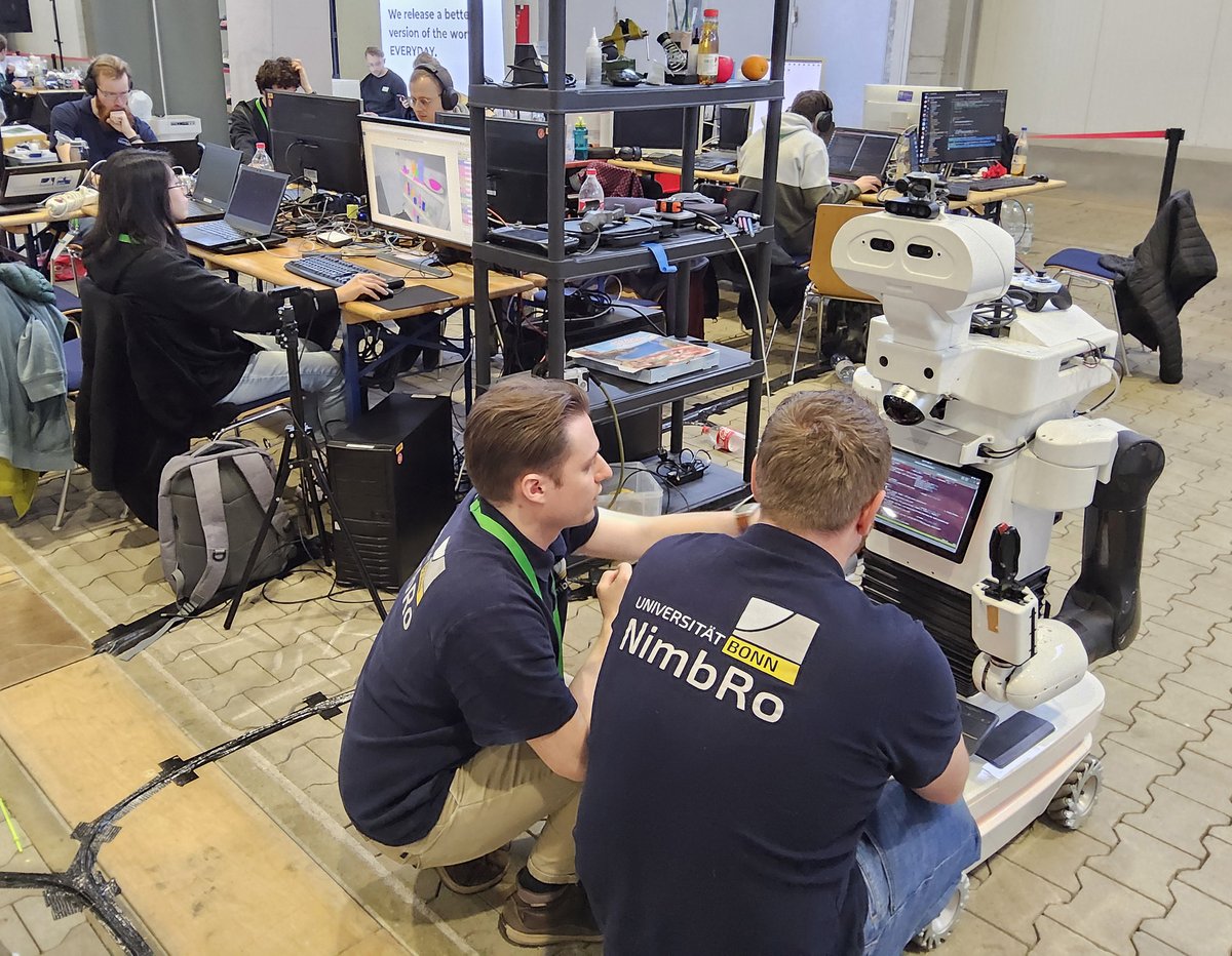 Our team NimbRo@Home participates at the #RoboCup German Open competition in Kassel. After the first competition day, NimbRo is leading with 1271 points, followed by ToBi (Bielefeld University, 445 points) and SCC. github.com/RoboCupAtHome/… ais.uni-bonn.de/nimbro/@Home