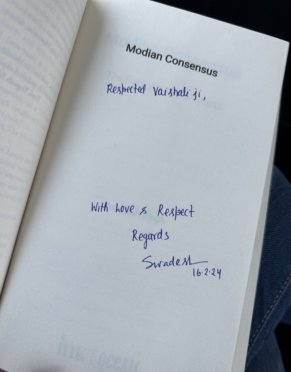 Just started reading - “Modian Consensus - The Rediscovery of Bharat” 

- An inspirational framework for contemporary political aspirations & its fulfilment. 

Received my signed copy from the author himself @swadesh171 Ji ! 

#ModianConsensus #latepost