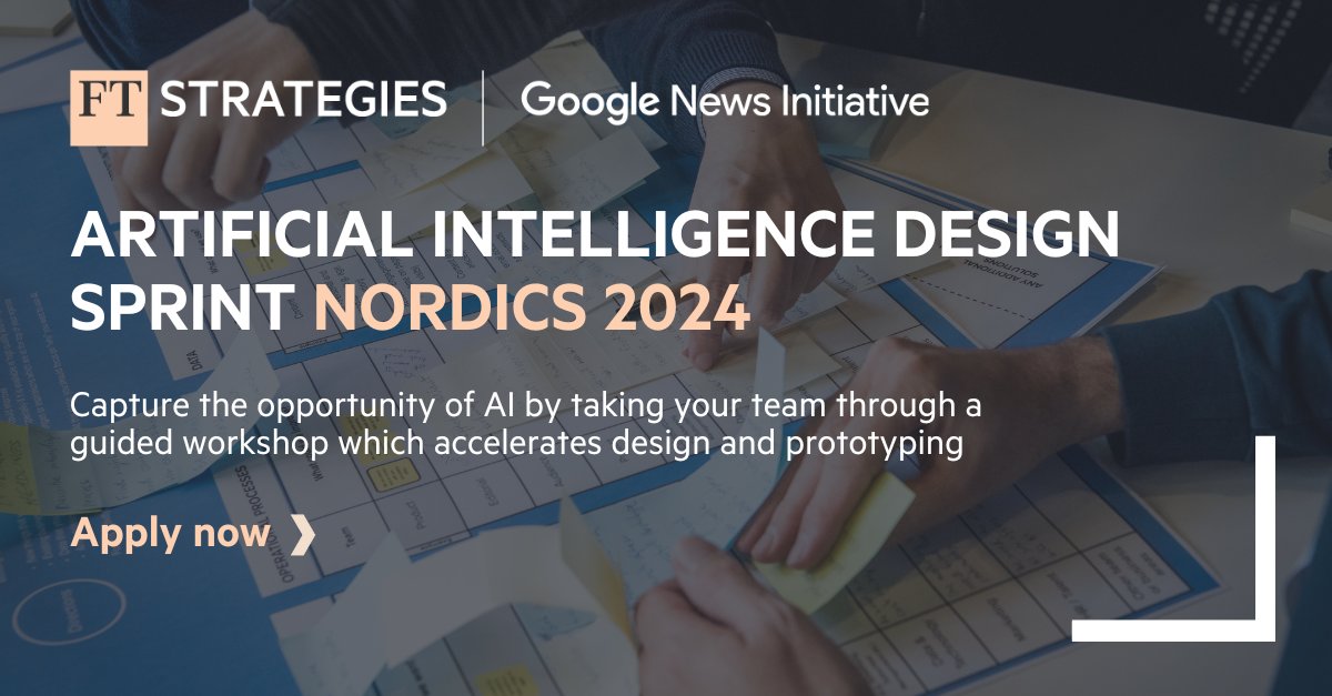📣 We're bringing the Artificial Intelligence Design Sprint to Stockholm on Friday, 31 May. This one-day workshop is specifically for news publishers in the Nordics looking to accelerate their organisation's AI capabilities. Apply for the programme here: eu1.hubs.ly/H08GZV40