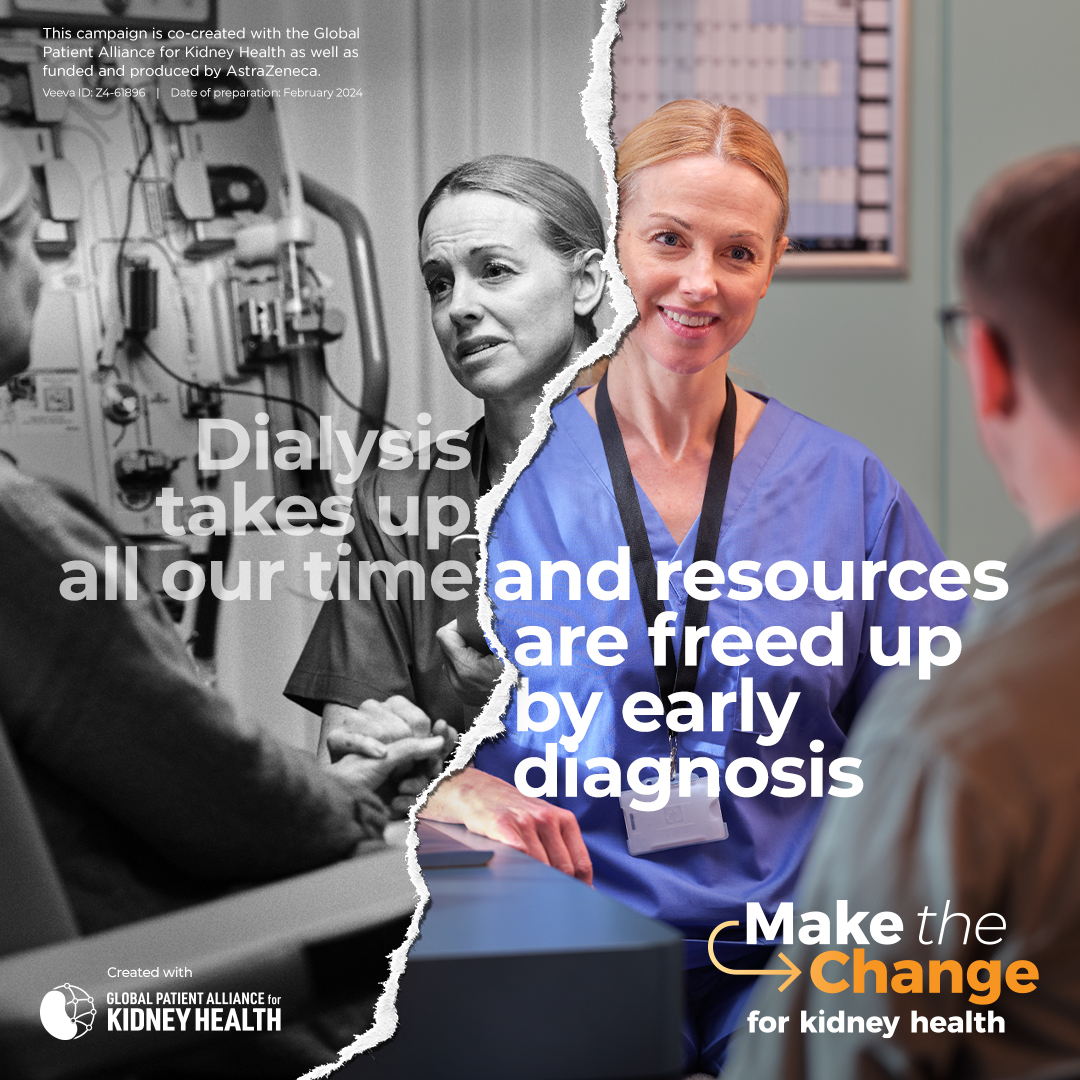 Diagnosing and treating chronic kidney disease in its early stages could reduce costs and preserve health systems’ resources, allowing investment to be redirected to other areas of need. Make the change for kidney health by visiting: learn.az/6019wbbbN