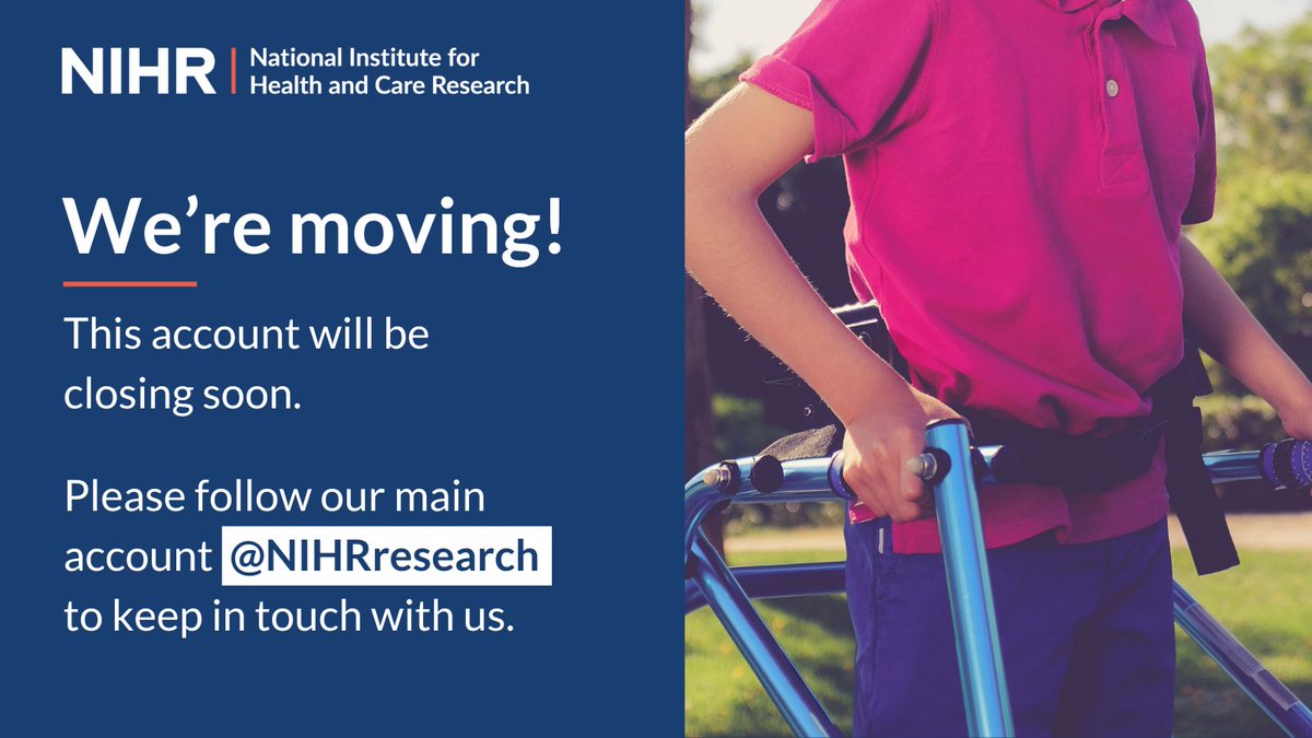 The best place to hear about our funding and development opportunities will soon be @NIHRresearch. We’ll be closing this account soon, so please follow us at our new home to stay up to date! 🚚 📦