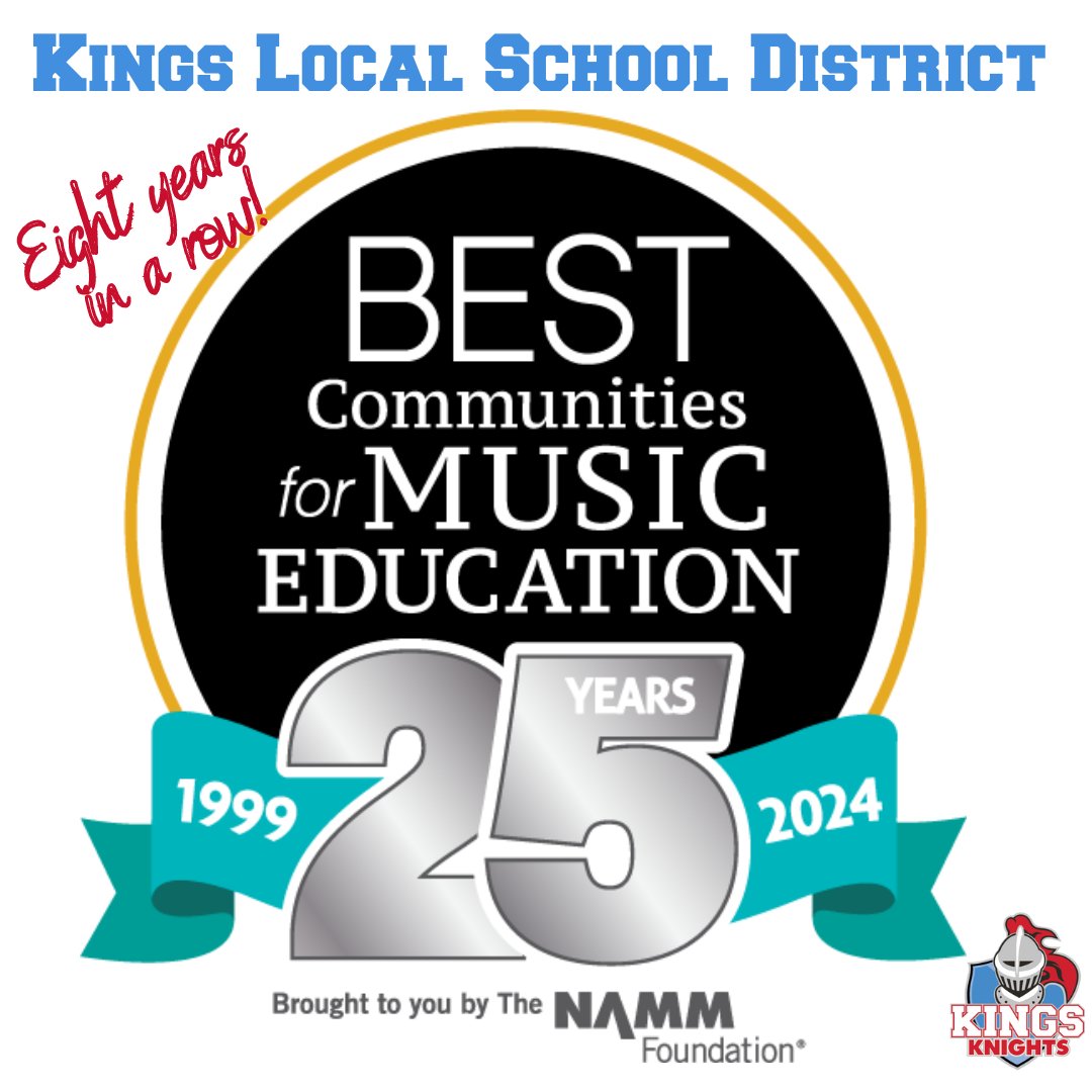 Kings Local Schools (@kings_schools) on Twitter photo 𝓓𝓲𝓭 𝔂𝓸𝓾 𝓱𝓮𝓪𝓻?
For the 8th year in a row, Kings has been named a Best Community for Music Education by the <a href="/NAMMFoundation/">The NAMM Foundation</a> for providing music access and education to all students. CONGRATULATIONS to our Music Educators! ¸¸♫·¯·♪¸¸♩·¯·♬¸¸ #KingsStrong
#KingsStrong 𝓓𝓲𝓭 𝔂𝓸𝓾 𝓱𝓮𝓪𝓻?
For the 8th year in a row, Kings has been named a Best Community for Music Education by the <a href="/NAMMFoundation/">The NAMM Foundation</a> for providing music access and education to all students. CONGRATULATIONS to our Music Educators! ¸¸♫·¯·♪¸¸♩·¯·♬¸¸ #KingsStrong
#KingsStrong