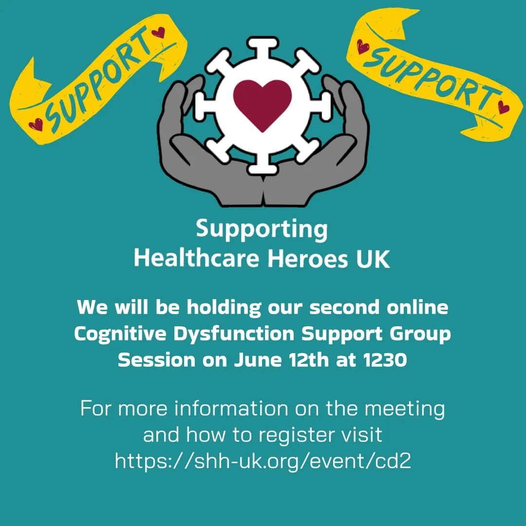 We're pleased to announce our second Cognitive Dysfunction Support Group for UK #HealthCareworkers, will be held online at 12:30 on June 12th. Sign up today and get involved-post your questions in advance on our dedicated forum. shh-uk.org/event/cd1/
#CareForThoseWhoCared