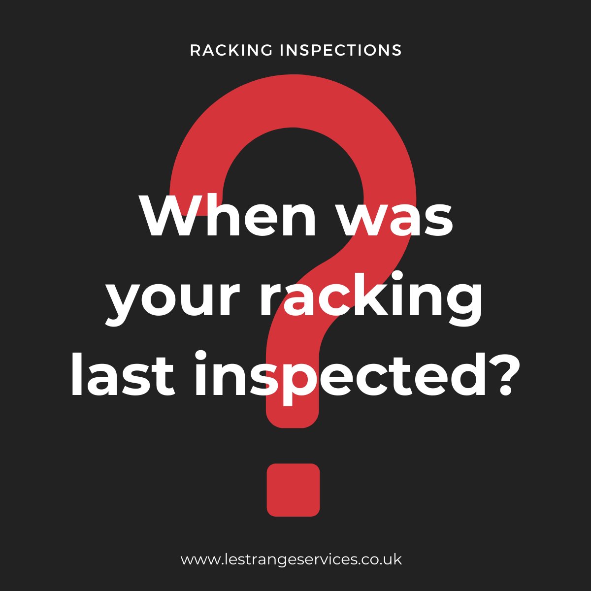 LeStrange68's tweet photo. When it comes to racking inspections, we have got you covered!

Our team of experts specialises in thorough and comprehensive inspections to ensure the safety and integrity of your storage systems.

Learn more by visiting our website: https://t.co/bBwUpfY24c

#RackingInspections https://t.co/HtUasuZ67z