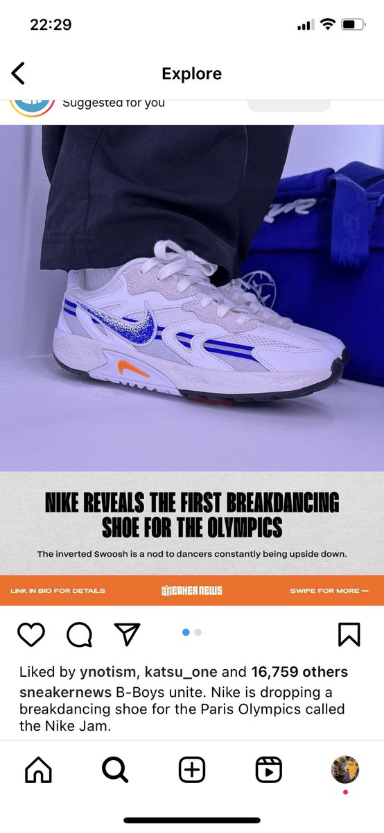 kaweesimark's tweet photo. So @Nike made a shoe specific for #breakdance. This is right before breakdance appears for the first time at summer Olympics games in #Paris this August. https://t.co/QUG3qnshFW