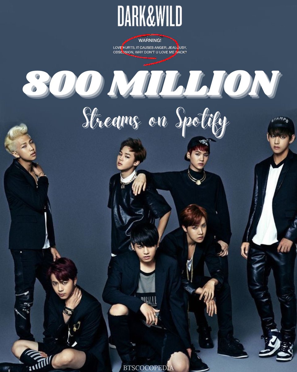 #BTS “Dark & Wild” has surpassed 800M streams on Spotify.

🎶:open.spotify.com/album/35voVqYG…

#Dark_Wild800Million