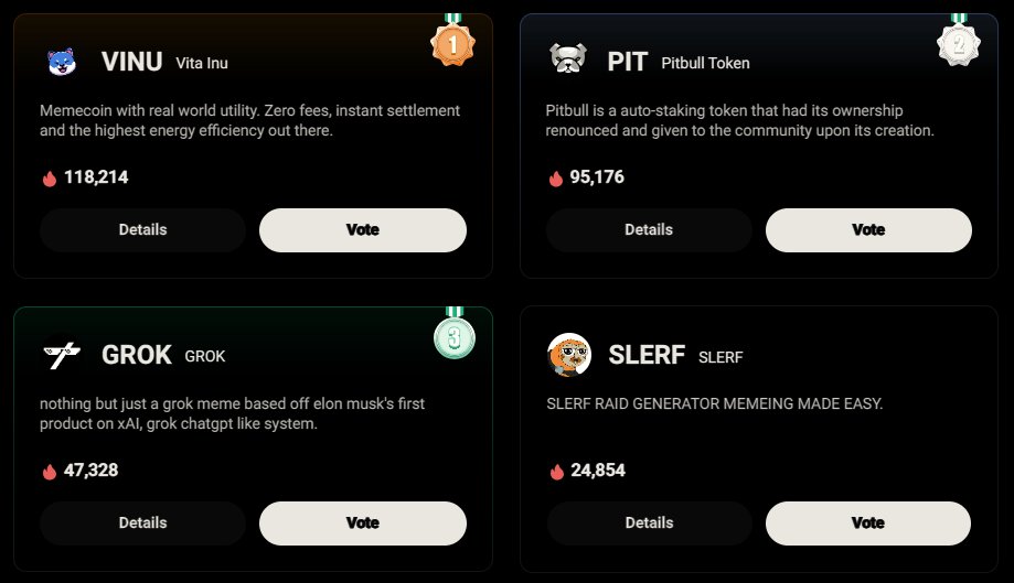 1h und nicht mal mehr 30min geht das Voting noch. 
Ich denke, wir wissen wer das Rennen machen wird 💙

$VINU <a href="/kucoincom/">KuCoin</a> #GemVote