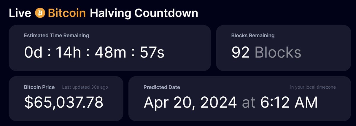 🚨Only less than 100 blocks remaining until the #BitcoinHalving #BTCHalving2024 #Bitcoin #halving