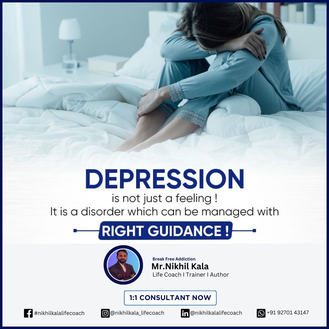 🌟 Seeking relief from depression? 🌟

Depression isn't just a feeling – it's a disorder that deserves understanding and support. But guess what? There's hope! With the RIGHT GUIDANCE, you can manage it effectively.

#BreakFree #DepressionSupport #MentalHealthMatters #nikhilkala