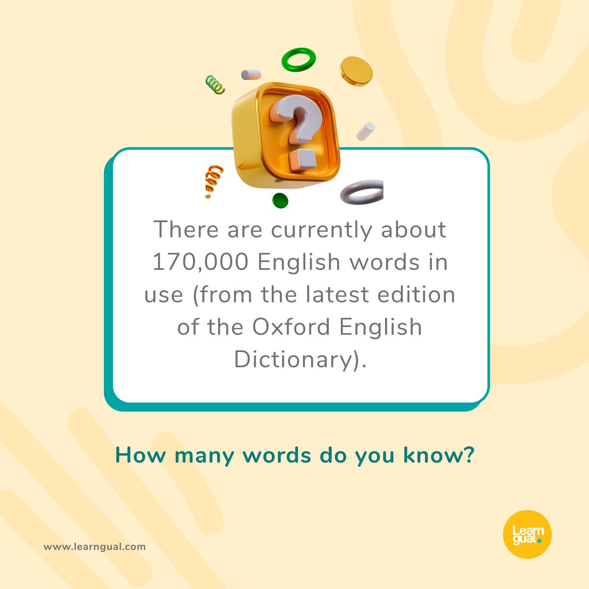 learngual's tweet photo. How many words do you think are in your vocabulary?
#word #languagelearning #dictionary https://t.co/SzrLEW5yPX