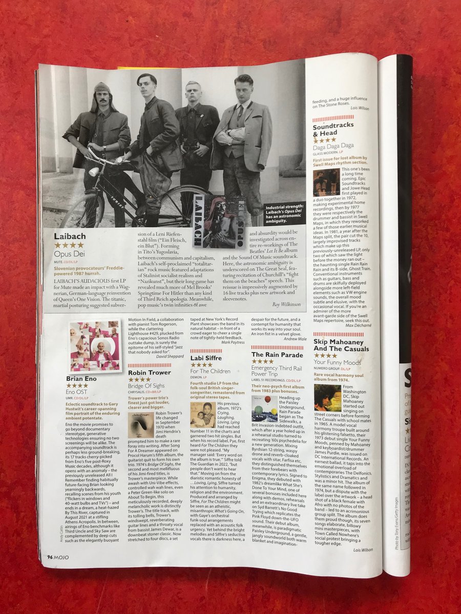 For first time in years I've done a couple of reviews for MOJO magazine, inc. reissue of Laibach's Opus Dei album. Here are the bracing Slovenes having a laugh and say with Mitteleuropa's answer to the Chopper.