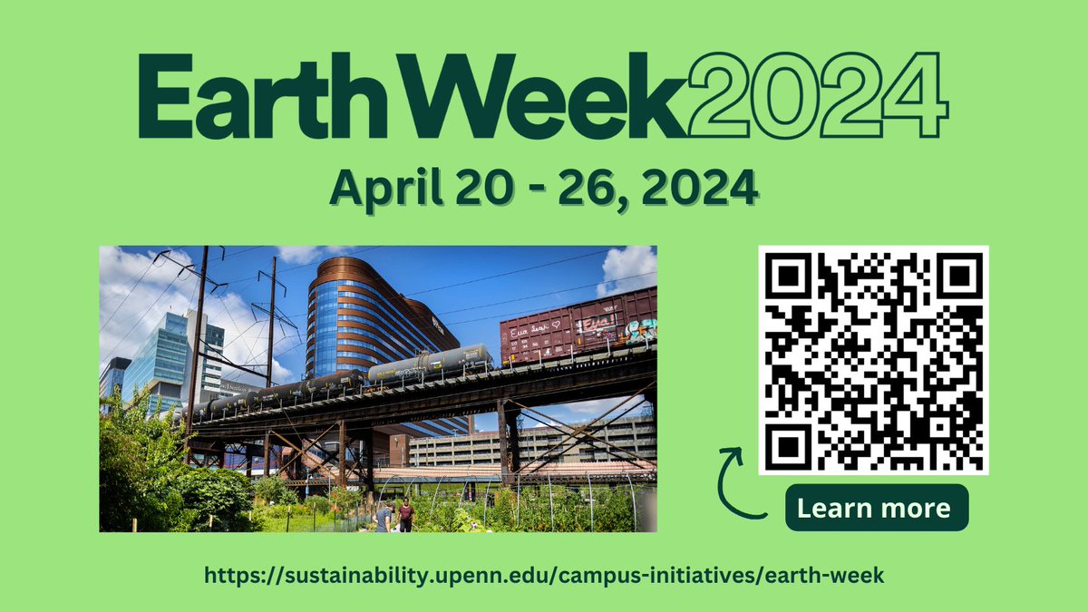 Earth Week at @Penn kicks off today, April 22nd!🥳🌎♻️ Join @GreenPenn for a variety of cross-disciplinary events designed to educate & inspire action around themes of environmental justice, climate & nature-based solutions🌻🌳🌼 Learn more➡️ tinyurl.com/5n8h37jz