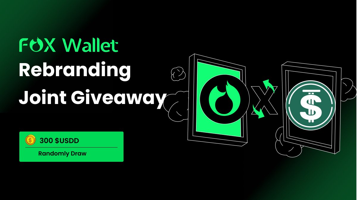 🥳To celebrate our partner @FoxWallet rebranding, we have prepared gifts for you all ⏰April 19th - 26th 🎁Finish tasks on @TaskOn to share 300 $USDD: rewards.taskon.xyz/campaign/detai… 🔗#FoxWallet Your Go-To Web3 Wallet: foxwallet.com/download ⚠️ U.S. persons cannot participate.