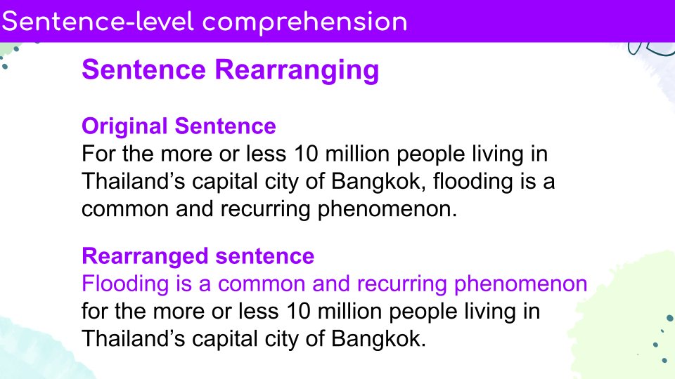 #LiteracyStrategy #CorwinTalks @CorwinPress Goal: To understand complex sentence 1. Take the original sentence 2. Invite Ss to rearrange the sentence WITHOUT changing the words This gives them practice in reading sentences w/ complex structures