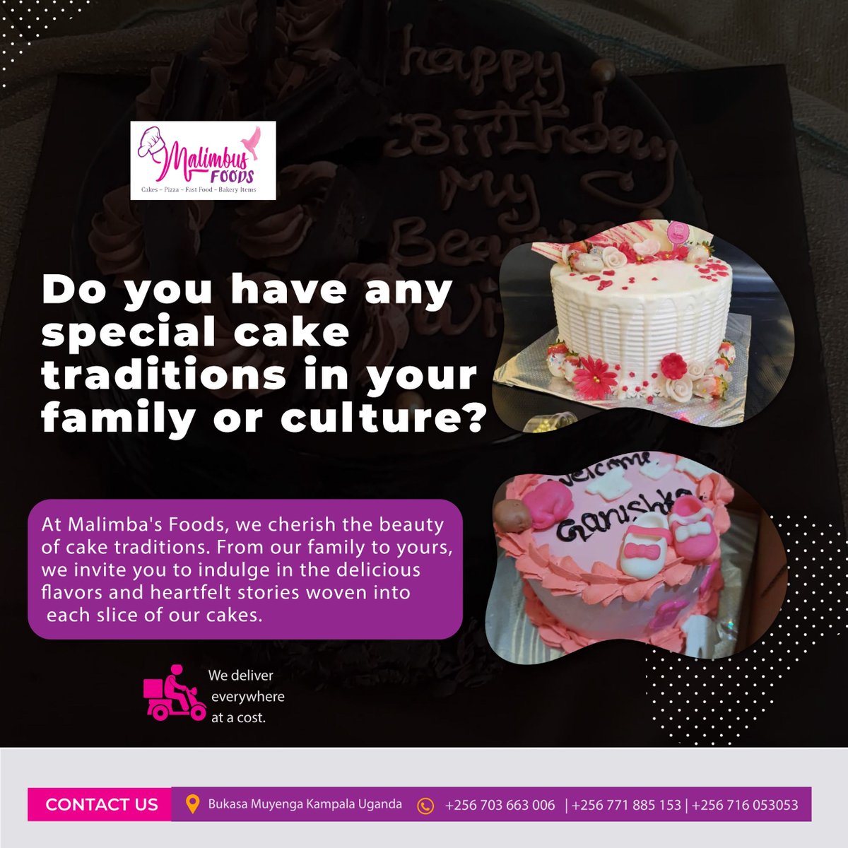 malimbusfoods's tweet photo. π What's baking, friends? π° Do you have any special cake traditions in your family or culture? Share your thoughts below !
WhatsApp : +256 716 053053
Order : +256703663006
#MalimbusFoods #redCakes #couplesgoals #Kampala #Uganda #KampalaFoodies #culture #cultureinkampala https://t.co/fdLHYaGcBw