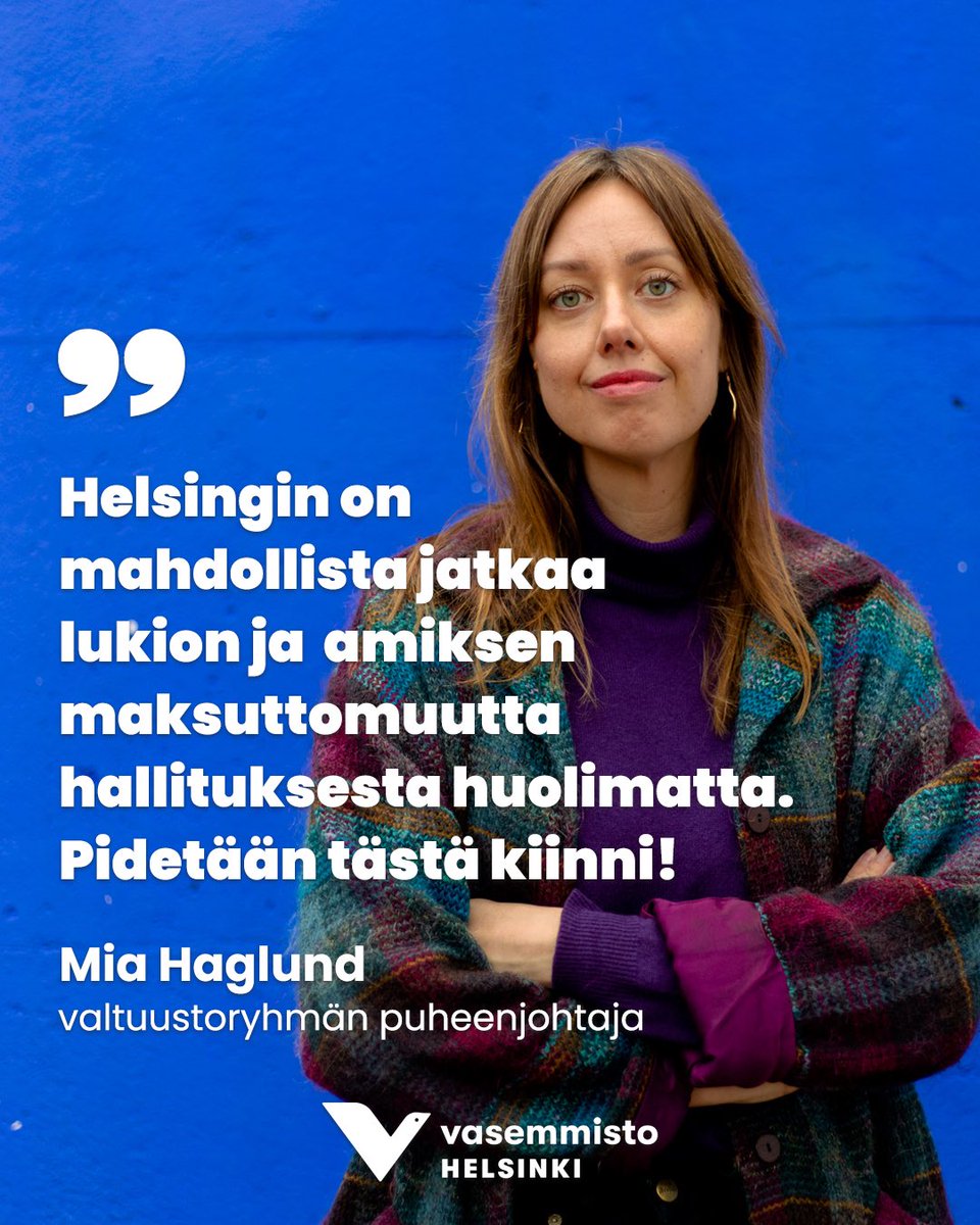 Vaadimme Helsinkiä turvaamaan toisen asteen maksuttomuuden. ❗️ Hallituksen päätös leikata ammatillisen koulutuksen ja lukion maksuttomuudesta on lyhytnäköinen. Helsingin tulee päättää, että kaupunki pitää kiinni maksuttomuudesta! 📣 Lue kannanotto: helsinki.vasemmisto.fi/tiedote-helsin…