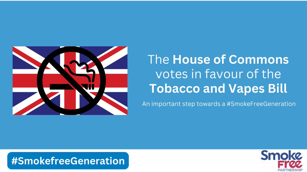 On Tuesday, 🇬🇧 made history! The Commons voted for the #TobaccoAndVapesBill, bringing the UK closer to a #SmokefreeGeneration: no one born after 1 January 2009 will ever be able to legally buy cigarettes. This shows a smokefree generation is an attainable goal, also in the 🇪🇺.