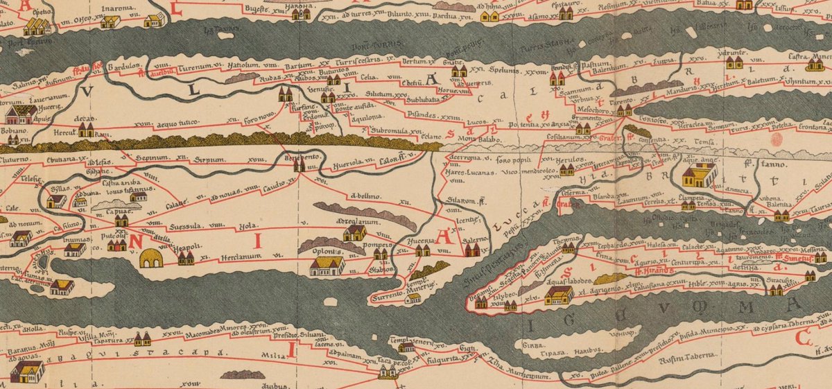 今日は「地図の日」でした。1800年に伊能忠敬が蝦夷地の測量に向け、江戸を出発したとされる日です。

古来世界中で様々な地図が作られてきましたが、古代ローマの道路地図「ポイティンガー図」もその一つ。ヴェスヴィオ山の噴火で埋もれた #世界遺産 ポンペイも地図上に確認できます。
#地図の日