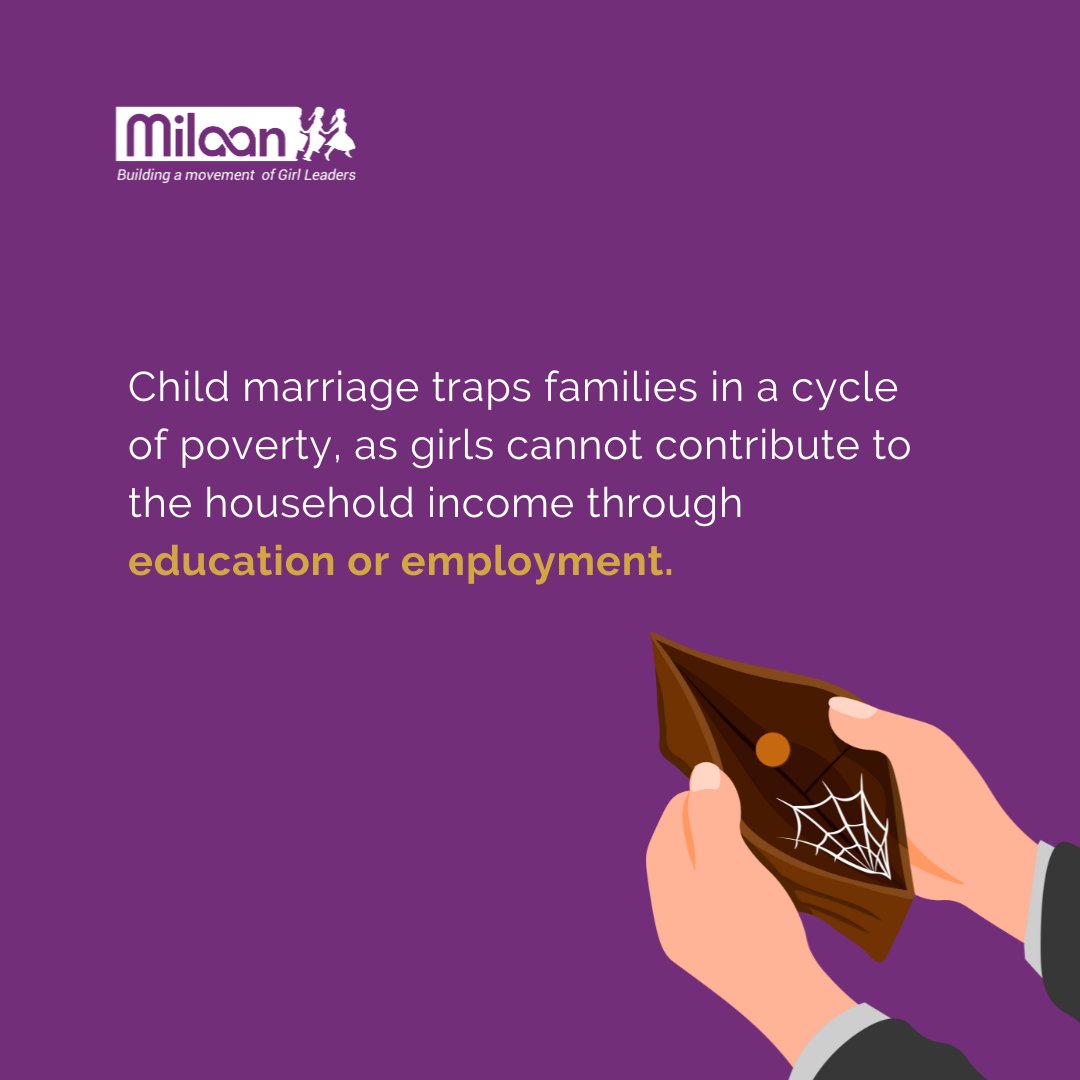 Breaking poverty starts with ending child marriage. Forced marriage denies girls education and opportunity, trapping generations. Investing in girls' education breaks this cycle, paving the way for a brighter future. #Milaan #MilaanFoundation #EndChildMarriage #EmpowerGirls