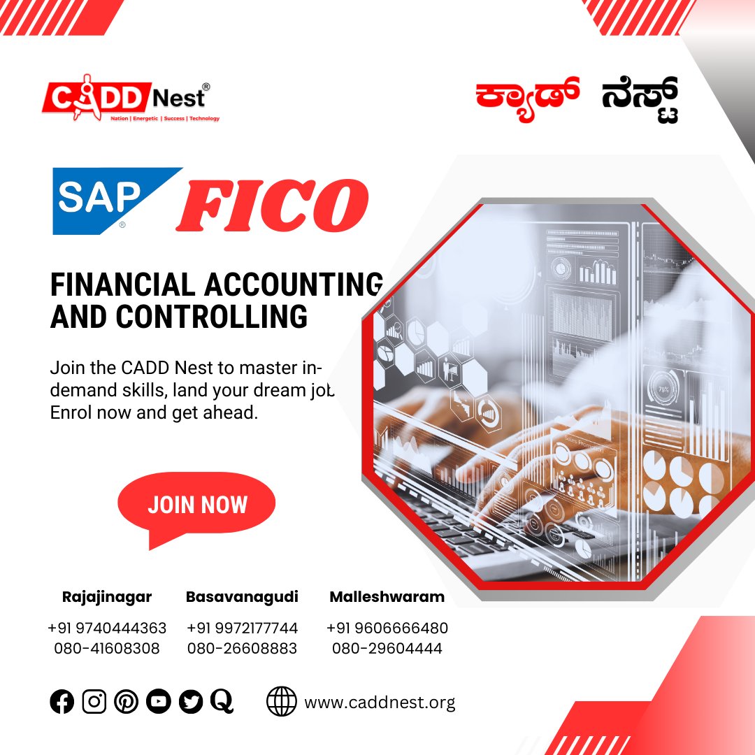 caddnest's tweet image. 🚀 Ready to take your finance career to new heights? Join us at CADD Nest and become proficient in SAP FICO! 💼

Contact us -
CADD Nest Rajajinagar: 9740444363
CADD Nest Basavanagudi: 9972177744
CADD Nest Malleshwaram: 9606666480

#sapfico #sapficocourse #sapficotraining