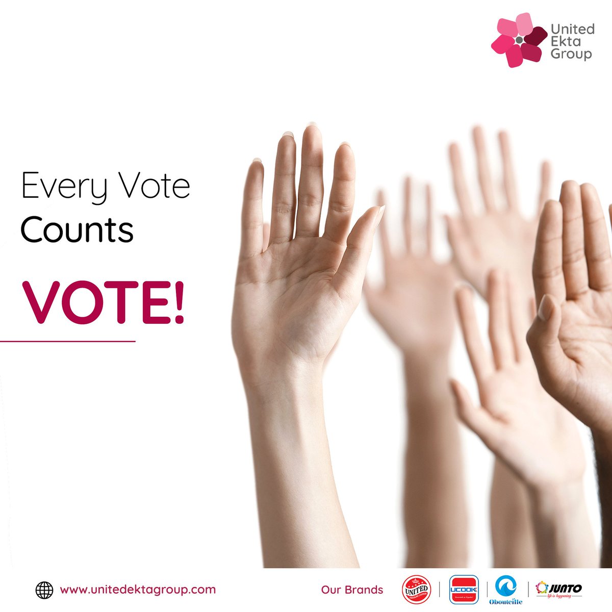 Step up to the ballot box your vote is a cornerstone of our democracy. United Ekta Group reminds you to take part and take pride in this civic duty.

#UnitedEktaGroup #VoteNow #YourVoteYourVoice #MakeltCount #ElectoralPower #UnitedWeVote #DemocracyInAction #EveryVoteMatters