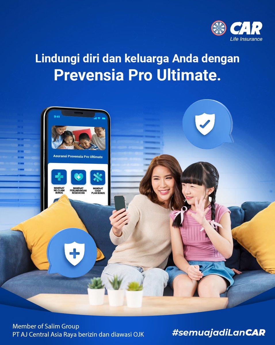 Hidup Tenang Bebas Cemas dengan Prevensia Pro Ultimate! Asuransi yang memberikan perlindungan maksimal untuk, dengan banyak manfaat!
Tidak hanya manfaat perlindungan kesehatan saja, Anda juga akan mendapatkan manfaat cash plan bonus, manfaat second payor & manfaat no claim bonus!