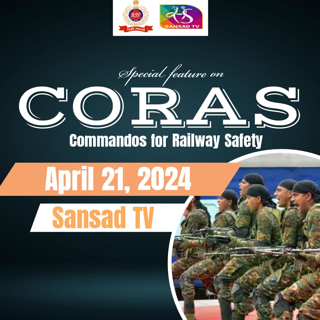 Sansad TV is set to showcase the incredible skills of #RPF commandos in the upcoming feature on #CORAS. 

Tune in on April 21st, 2100 hrs to witness the dedication of #RPF Commandos to ensure the #internalsecurity of our #railways.
#SentinelsOnRail @RailMinIndia @sansad_tv