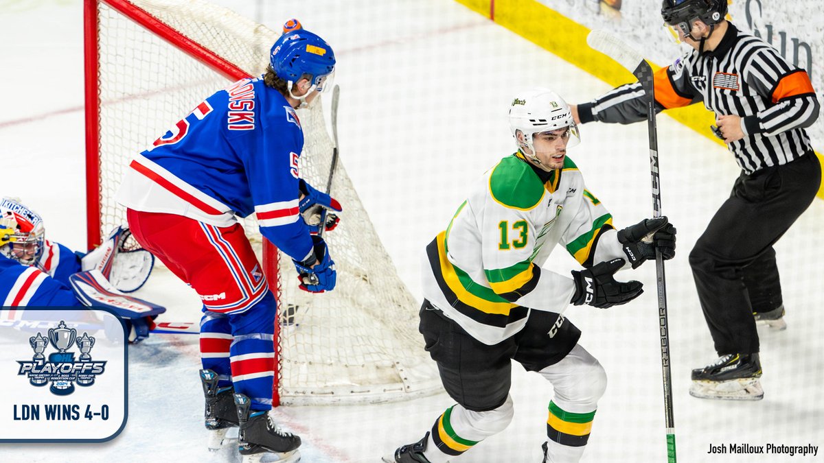 Jacob Julien was at his best once again as the @NHLJets prospect recorded a second straight hat-trick to lead the @LondonKnights past Kitchener and into the Western Conference Championship Series. RECAP & HIGHLIGHTS 📰🎥: tinyurl.com/54ehtxuw #OHLPlayoffs | #LDNvsKIT