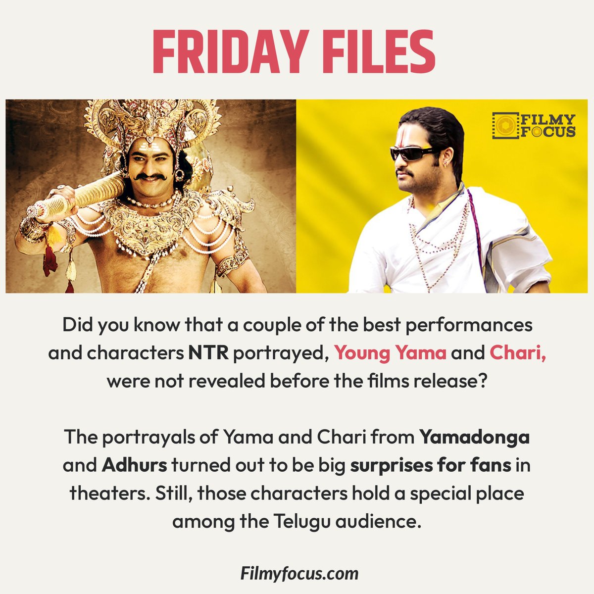 #FridayFiles with #FilmyFocus.

#JrNTR #Yamadonga #Adhurs