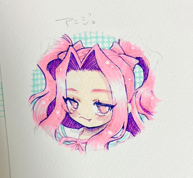 「pink hair pink ribbon」 illustration images(Latest)