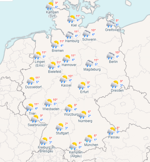 #WetterHeute Neuer Regen, Schauer und weiterhin sehr windig und kühl. So bleibt das auch am Wochenende! Kommt gut durch den Freitag!☔  🗺️ Mehr Wetterkarten unter: daswetter.com/wetterkarten/