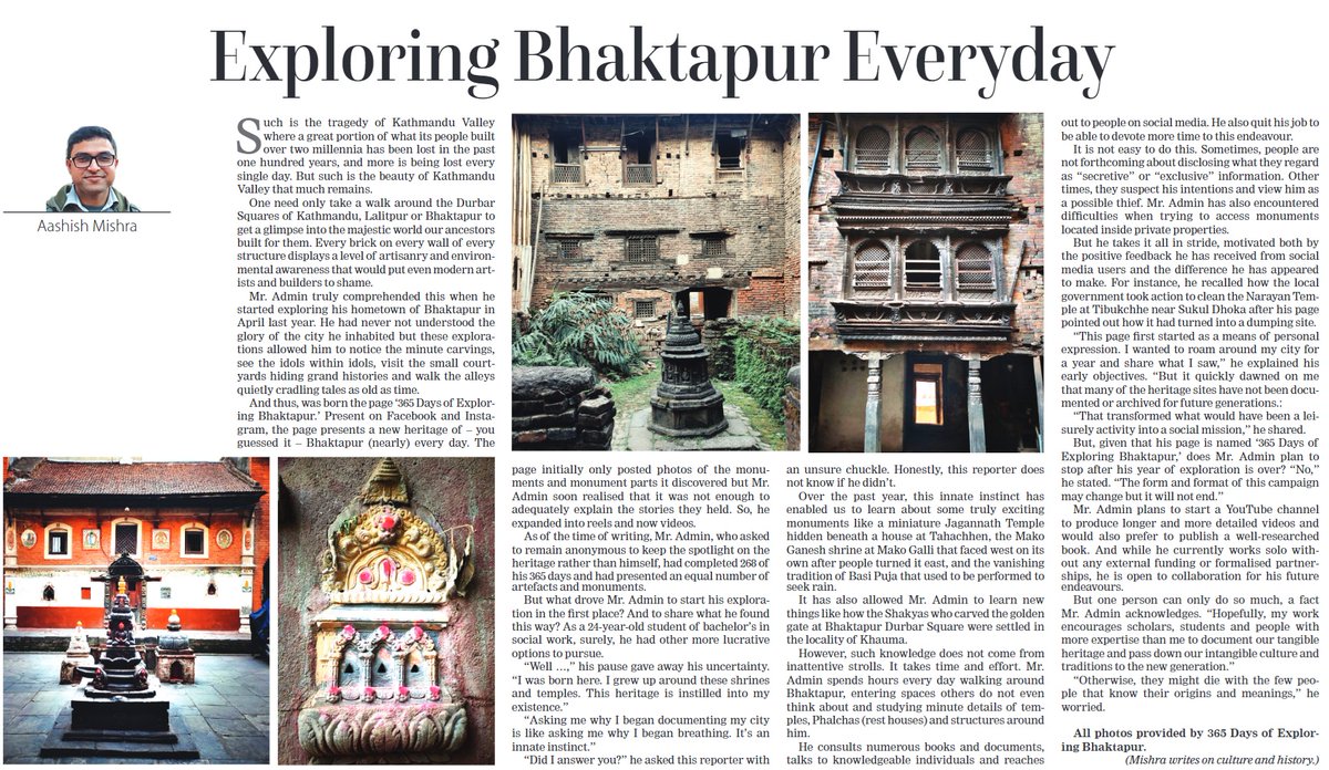 Wrote a little something about this wonderful page 365 Days of Exploring Bhaktapur that brings us the delights of Bhaktapur one monument at a time. risingnepaldaily.com/news/41765