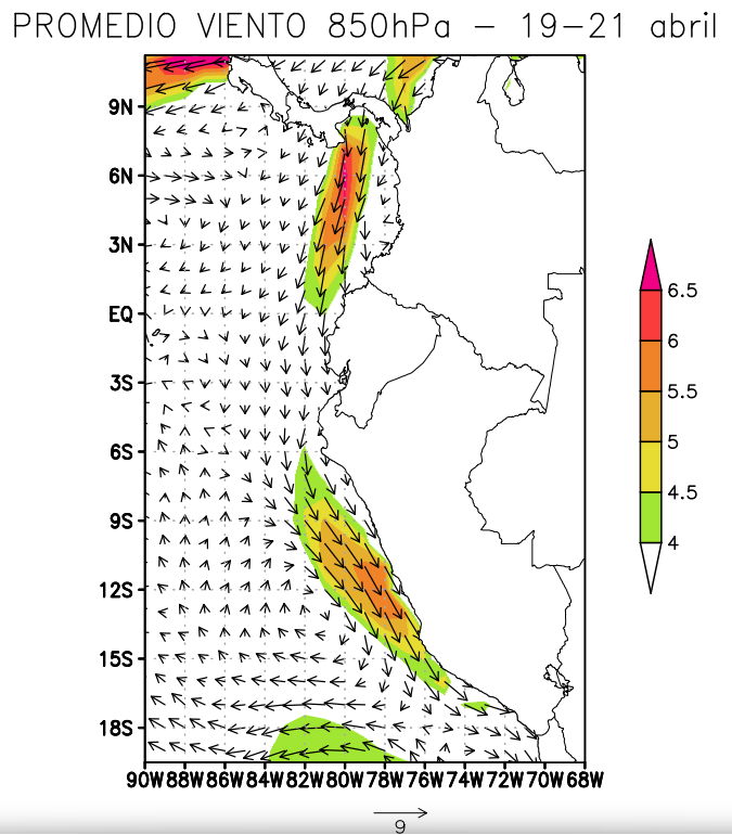 SinopSudamerica's tweet photo. #calor_costa_peruana. breve invasión cálida del norte afectaría la costa peruana. Ingreso de aire cálido en el nivel de 850hPa (1500msnm aprox.) dominará desde el viernes 19 al domingo 21, se espera sensación de calor en la costa. https://t.co/j1I8qtfZwx