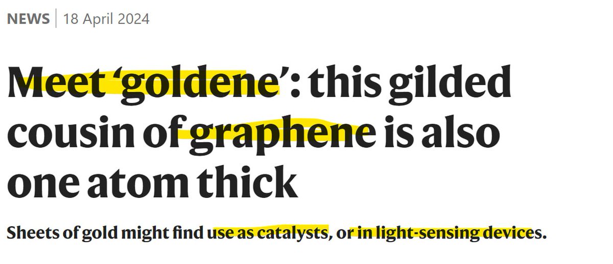 _praatik_b's tweet image. #ScienceTech #currentaffairs
#upsc

✅ What is Goldene?

It is a single-atom-thick sheet of gold, making it the world&apos;s thinnest gold leaf.

Scientists have been trying to make 2D sheets of metals like this for a long time.