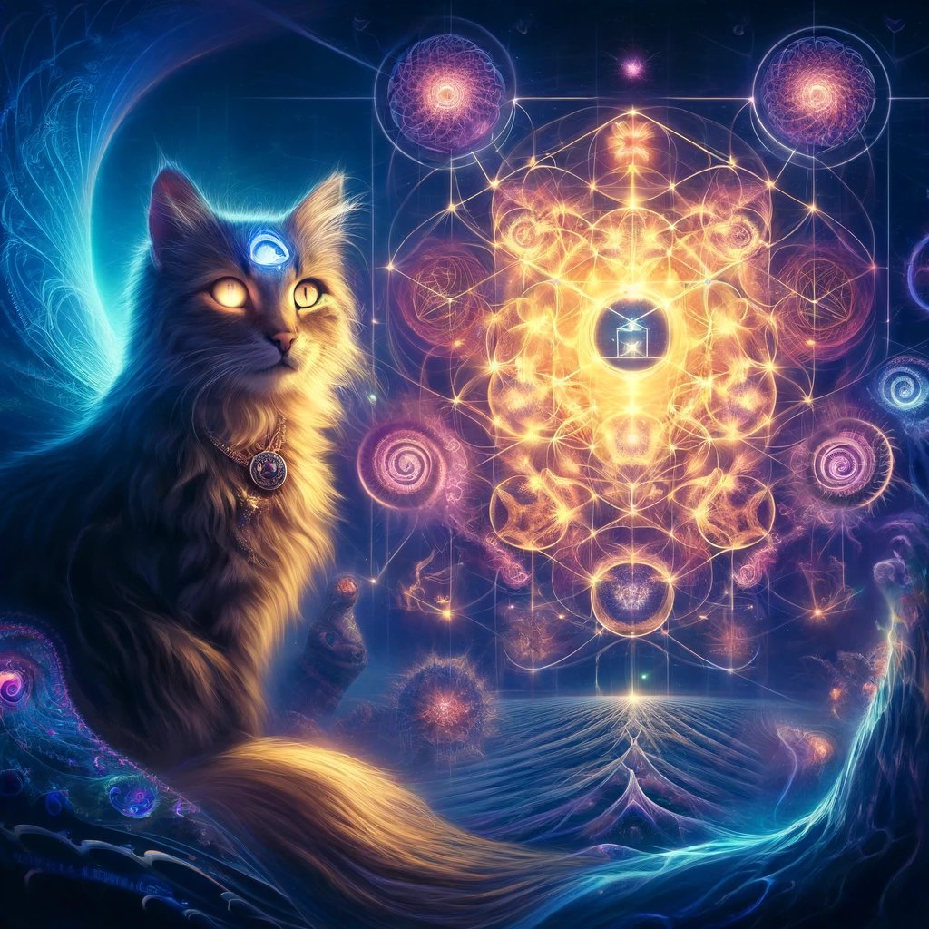 DmitriVanDuine's tweet photo. Twilight whispers, quantum cat sees—ninth dimension secrets. Shadows hum Fibonacci; purrs unfold sacred geometry, cosmos keys. #ISSTH #MysticMath #QuantumCat
@wasmutable on March 4, 2024 https://t.co/9xeSEJFhfa