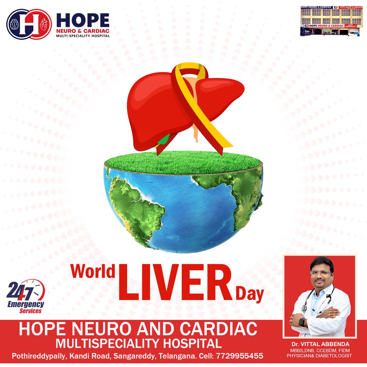 Happy Liver Day 
Hope Neuro & Cardiac MultiSpeciality Hospital Sangareddy 
Dr. Vittal Abbenda (Diabetologist)
For appointment : 7729955455
#hospitalitycareers #hospitalityjobs #Neurosurgeon #neurologist #cardiacarrest #cardio #HeartAttak #healthyfoods #besthospital