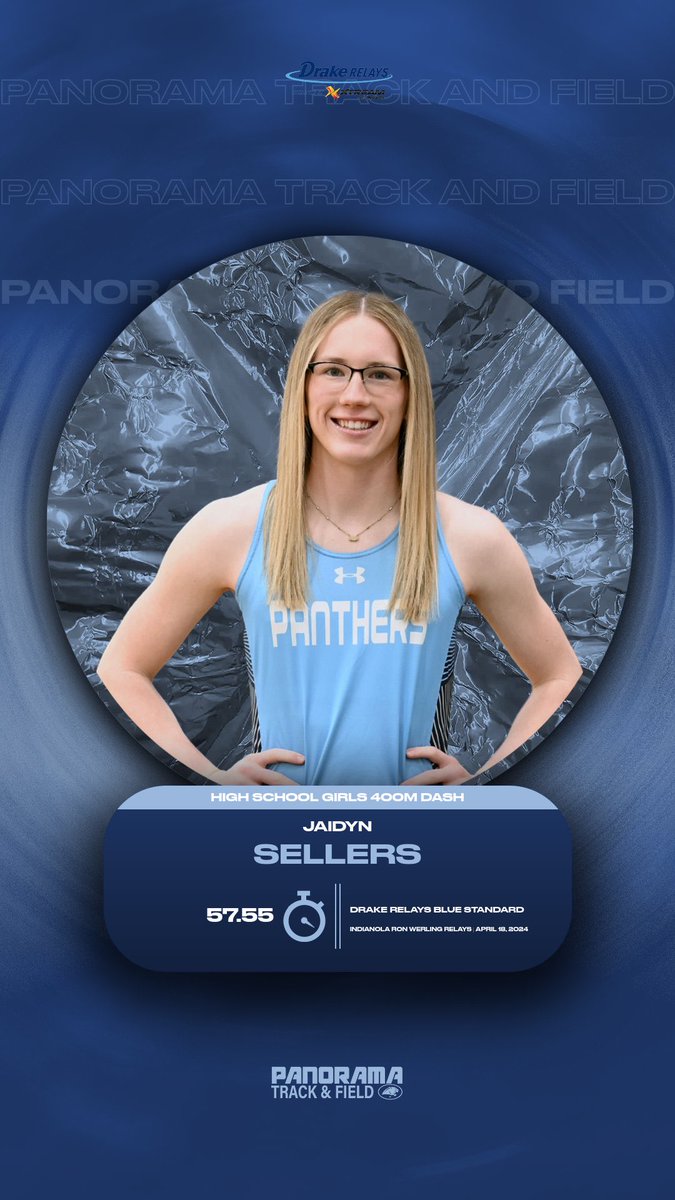 Greg Thompson (@cctfcoachthomp) on Twitter photo Panorama Panther Jaidyn Sellers hit the Drake Relays Blue Standard in the 400m Dash with a time of 57.55 at the Indianola Ron Werling Relays on April 18, 2024. #TogetherWeCan #CommitAndCompete #24PantherTF #DrakeRelays #BlueStandard <a href="/MikeJaytrackxc/">Mike JayTrackXC</a> <a href="/DrakeRelays/">Drake Relays</a> Panorama Panther Jaidyn Sellers hit the Drake Relays Blue Standard in the 400m Dash with a time of 57.55 at the Indianola Ron Werling Relays on April 18, 2024. #TogetherWeCan #CommitAndCompete #24PantherTF #DrakeRelays #BlueStandard <a href="/MikeJaytrackxc/">Mike JayTrackXC</a> <a href="/DrakeRelays/">Drake Relays</a>