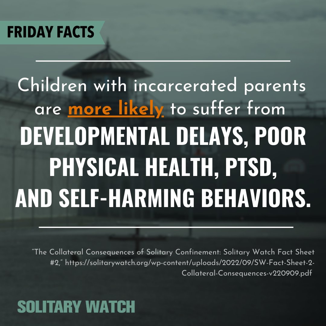 Though it manifests differently, children with incarcerated parents experience the pain endured by their caregivers. Learn more about the collateral consequences of #solitaryconfinement here: tinyurl.com/2zusfjjn