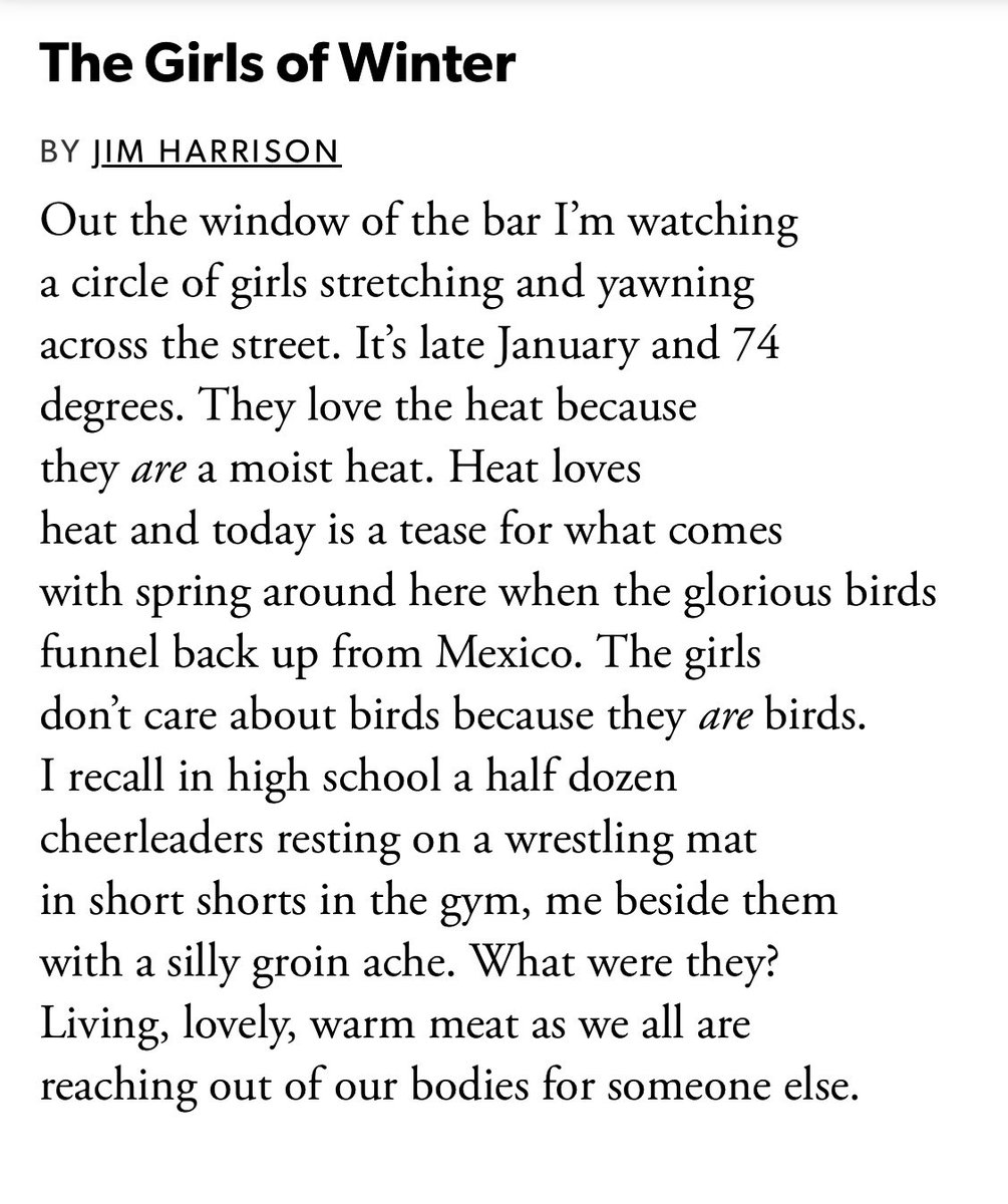 Jim Harrison The Girls of Winter #poetry #LiteraturePosts #Writers